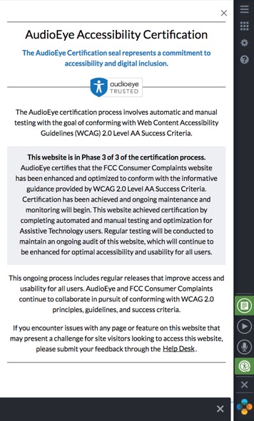 AudioEye Accessibility Certification Screenshot