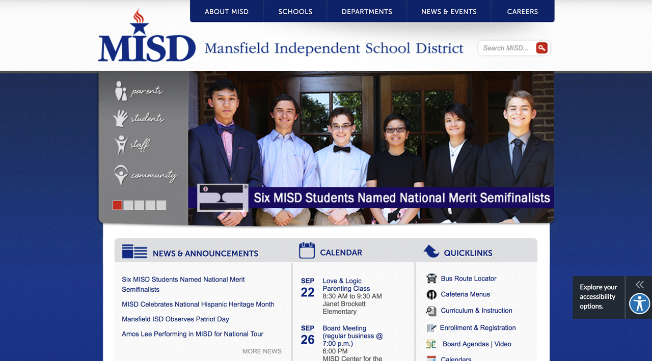 AudioEye on Mansfield ISD Site