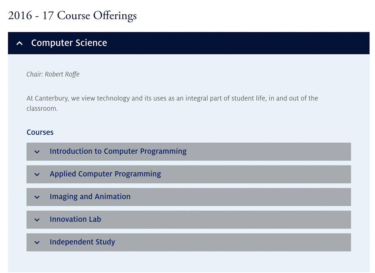 Canterbury Course Offerings