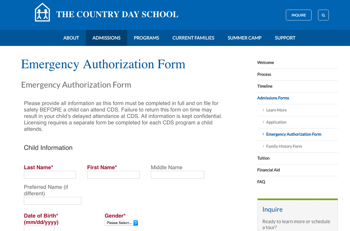 The Country Day School Health Form