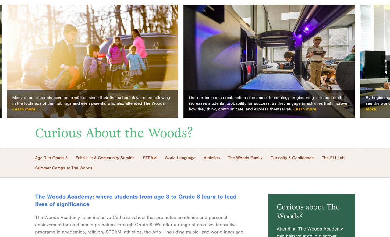 Curious About the Woods landing page