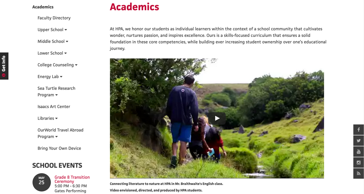 Academics Landing Page - HPA