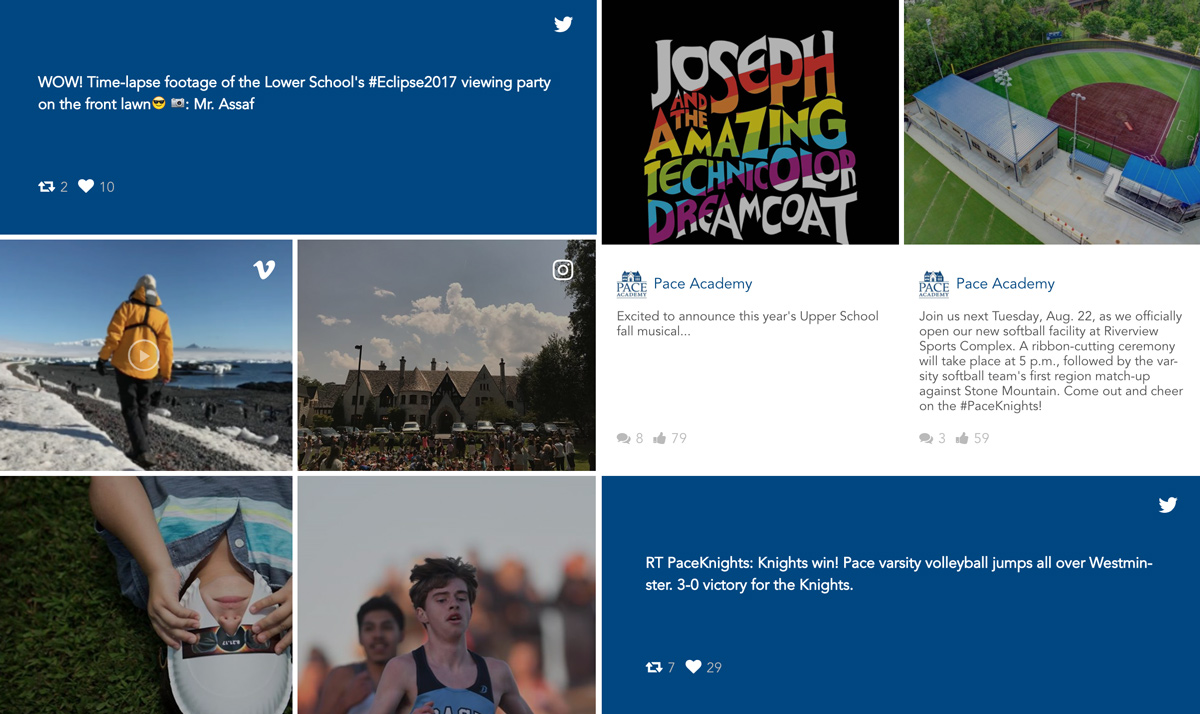 Finalsite Feeds on Pace Academy's Website