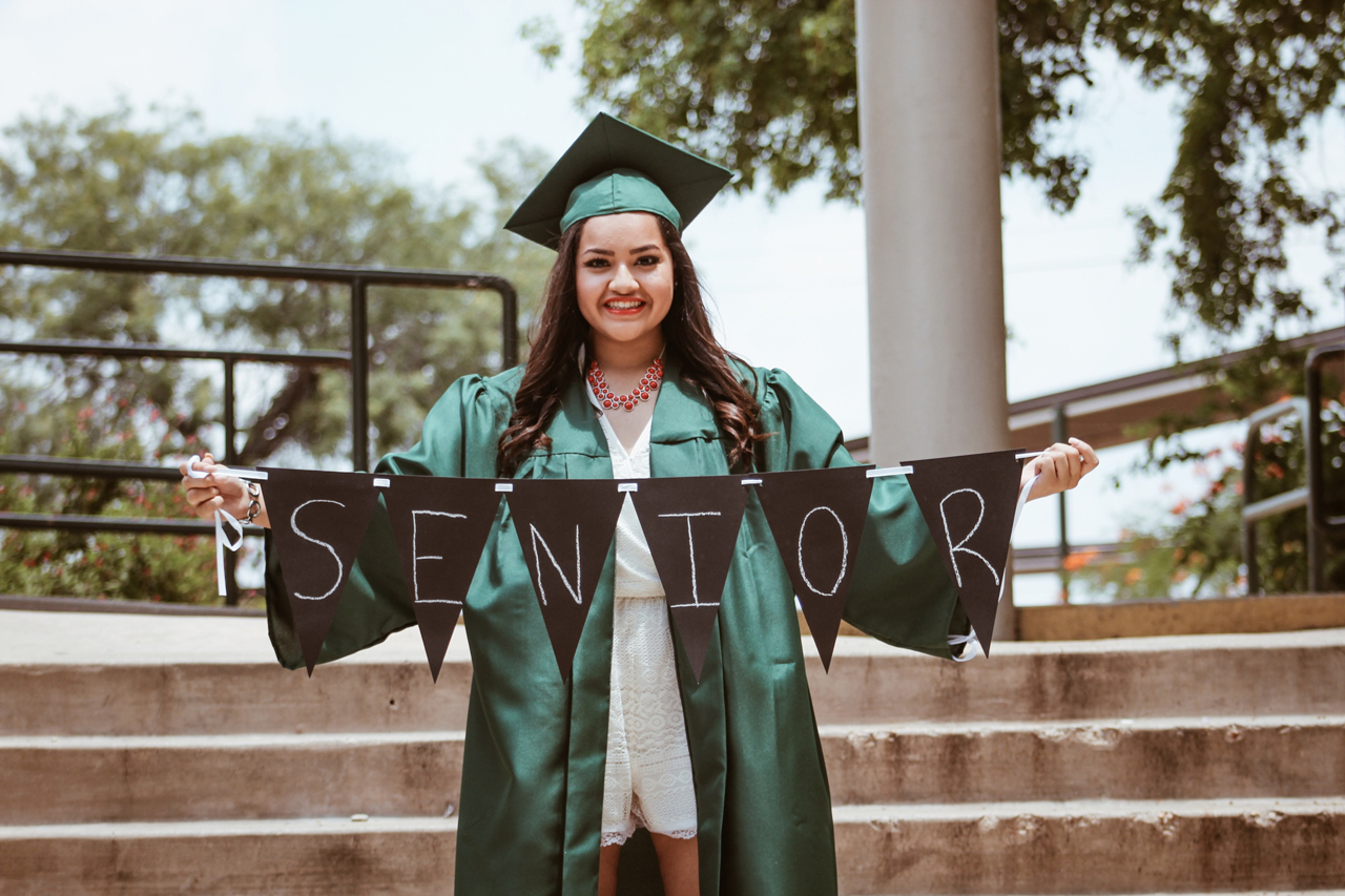 Girl holding banner