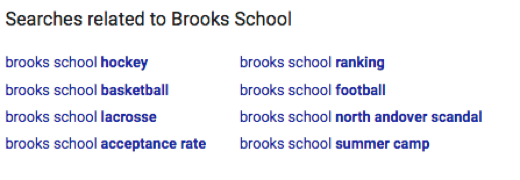 Brooks School Related Searches on Google