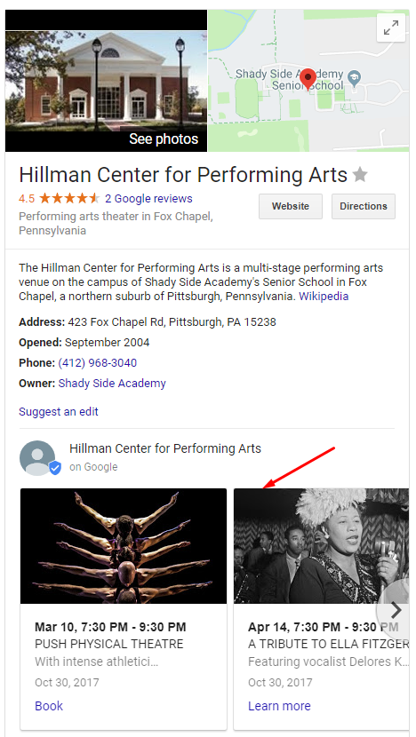 Hillman Center for Performing Arts Google Search